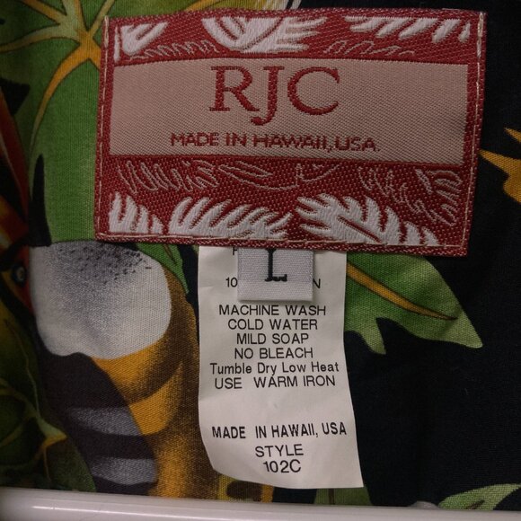 RJC mens Hawaiian  Button up short sleeve shirt  Parrots size large - Picture 3 of 3
